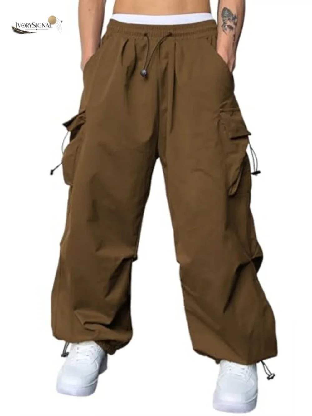 Y2K Baggy Parachute Cargo Pants, Water Resistant